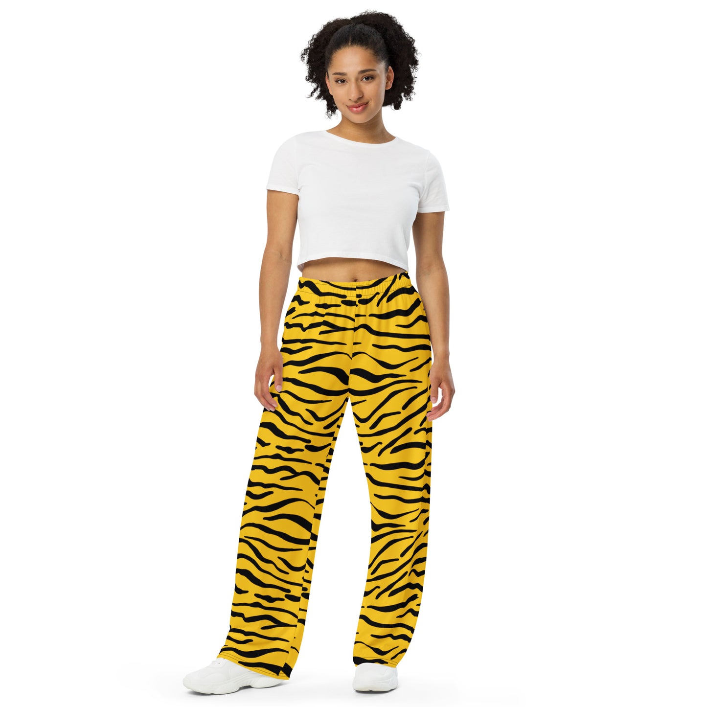 Black and Yellow Tiger Stripe Unisex Wide-Leg Pants