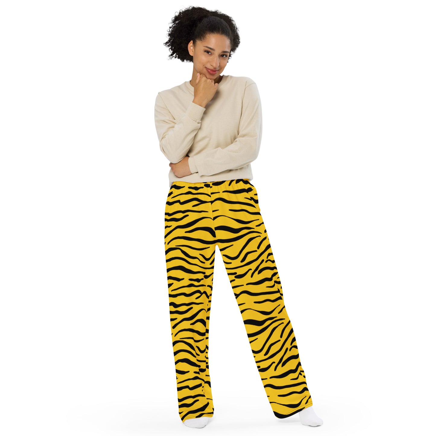 Black and Yellow Tiger Stripe Unisex Wide-Leg Pants