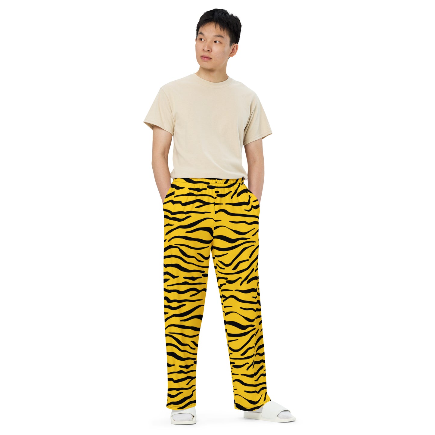 Black and Yellow Tiger Stripe Unisex Wide-Leg Pants