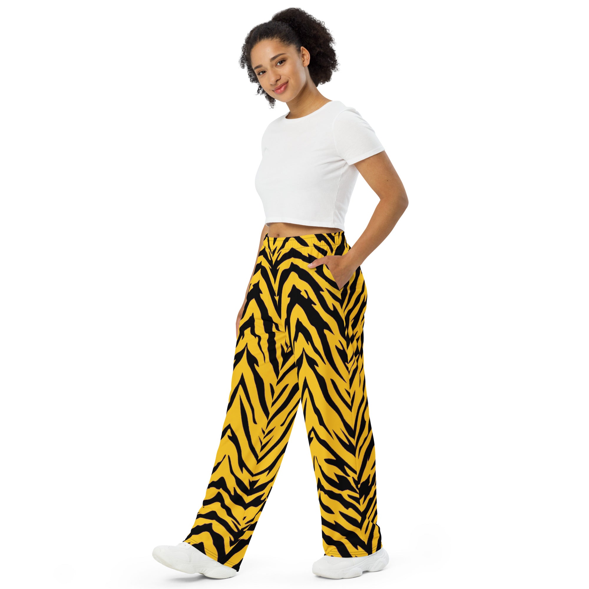 Black and Gold Tiger Stripe Unisex Wide-Leg Pants