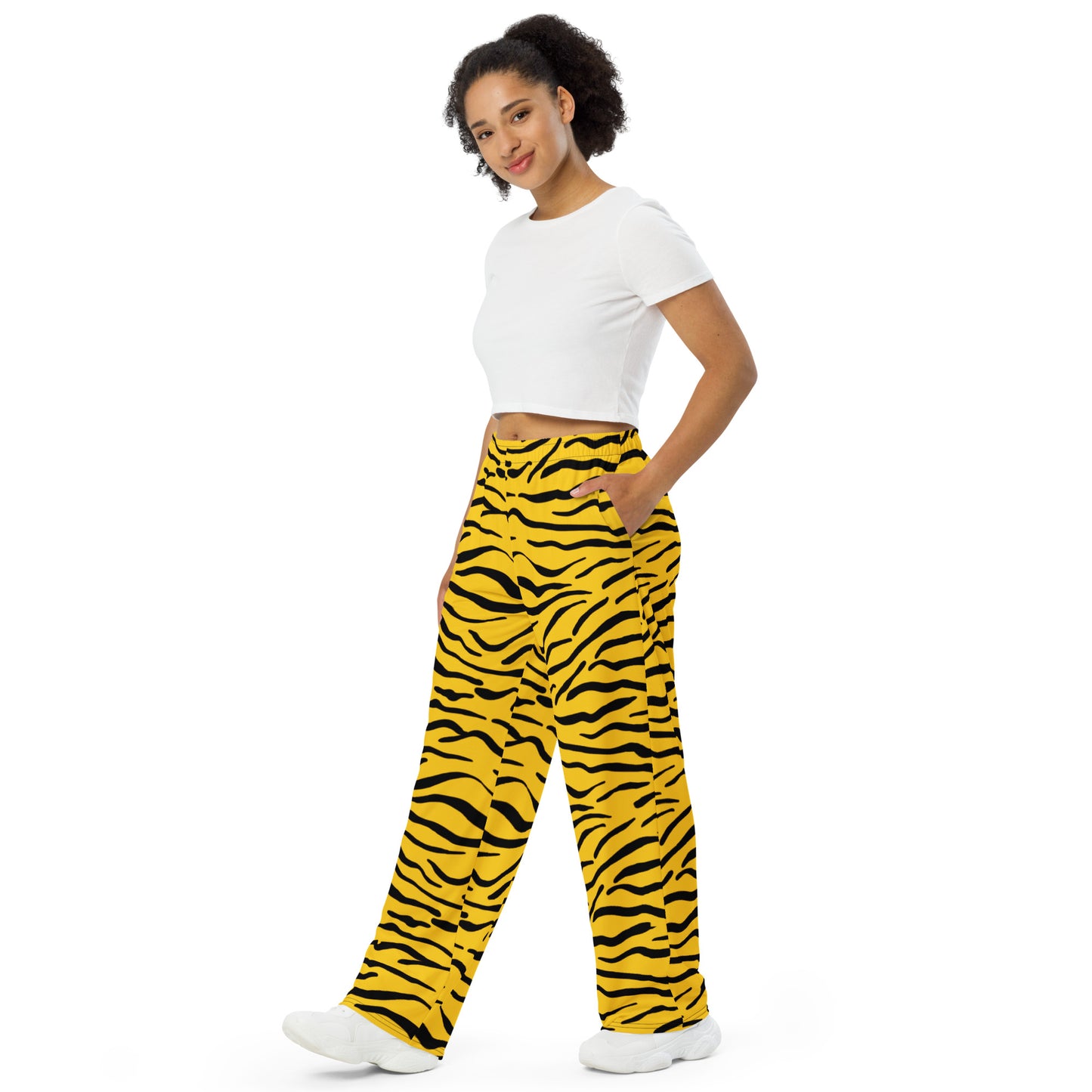 Black and Yellow Tiger Stripe Unisex Wide-Leg Pants