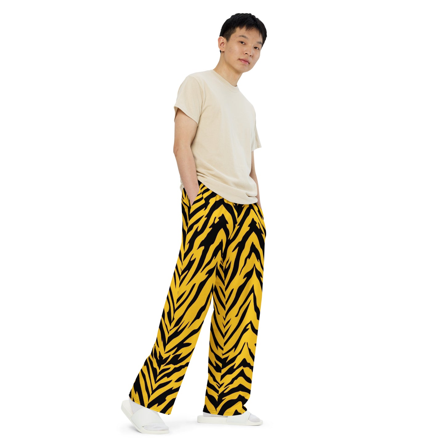 Black and Gold Tiger Stripe Unisex Wide-Leg Pants