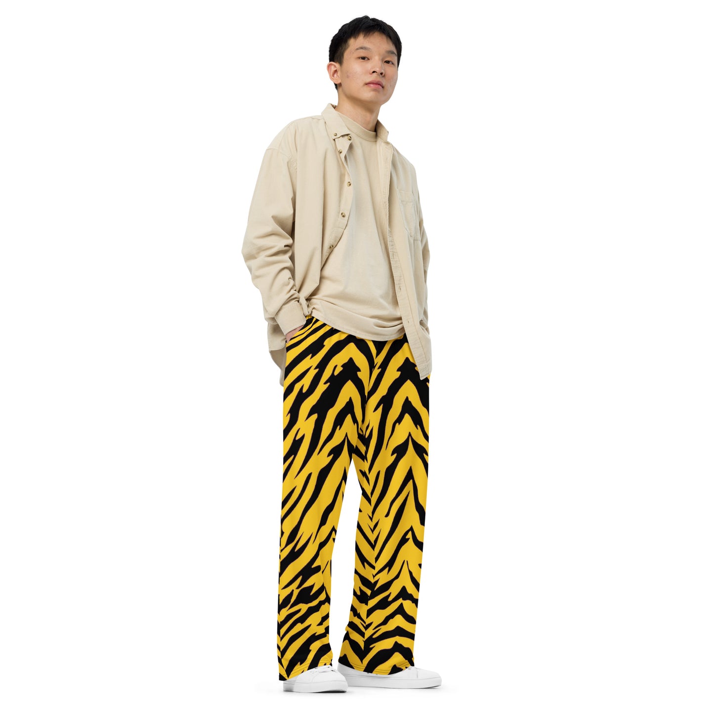 Black and Gold Tiger Stripe Unisex Wide-Leg Pants