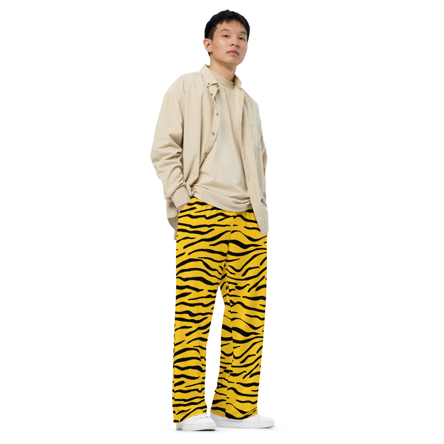 Black and Yellow Tiger Stripe Unisex Wide-Leg Pants