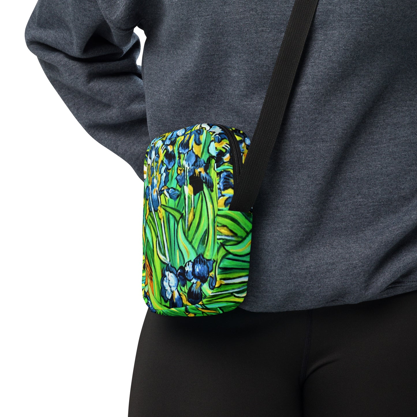 Irises by van Gogh Print Utility Crossbody Bag