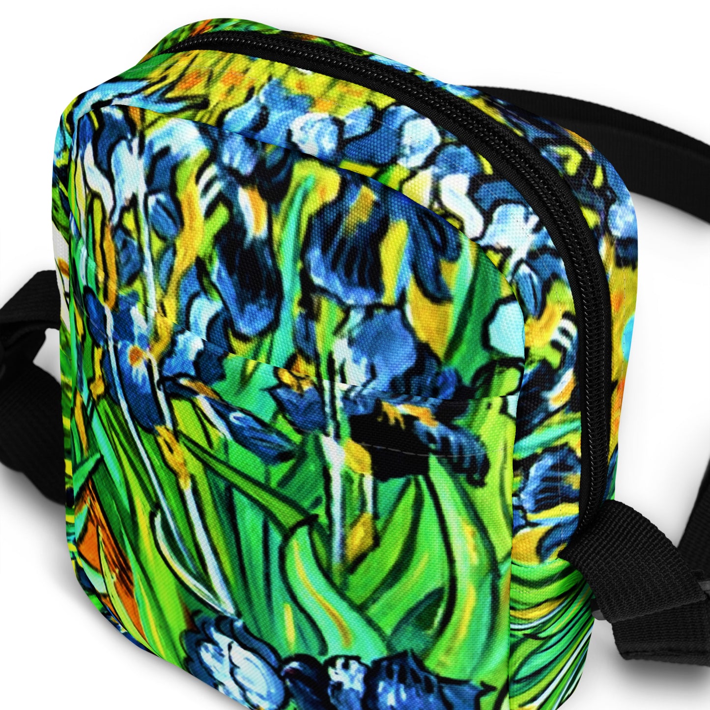 Irises by van Gogh Print Utility Crossbody Bag