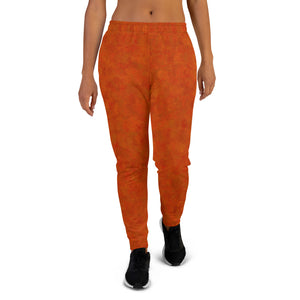 Orange Cat Fur Print Women's Slim FIt Joggers