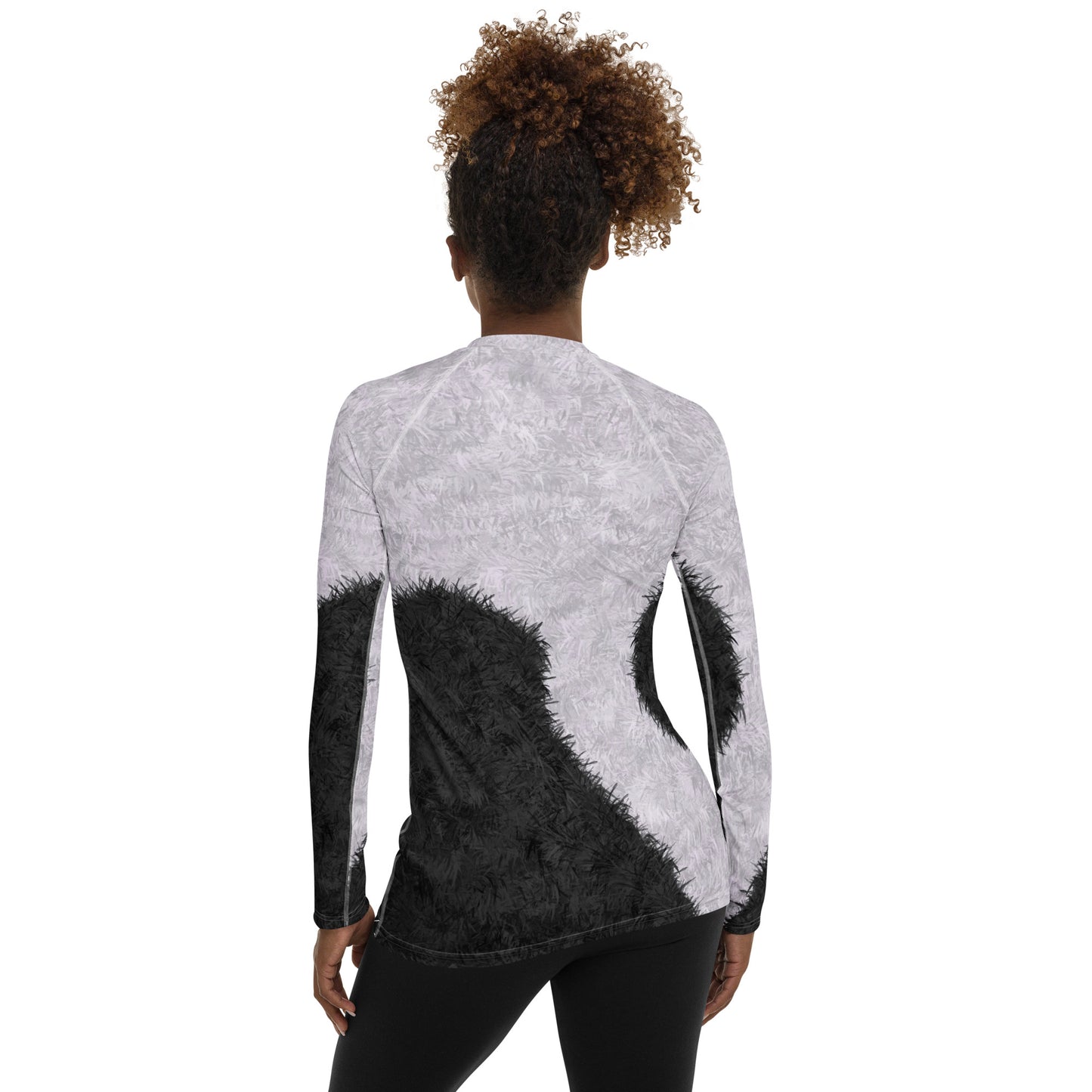 Black and White Fur Print Women's Rash Guard