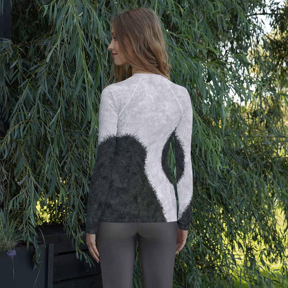 Black and White Fur Print Women's Rash Guard