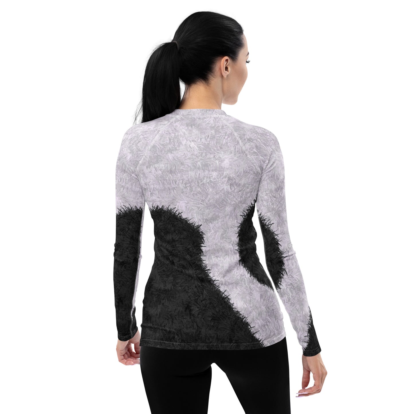 Black and White Fur Print Women's Rash Guard