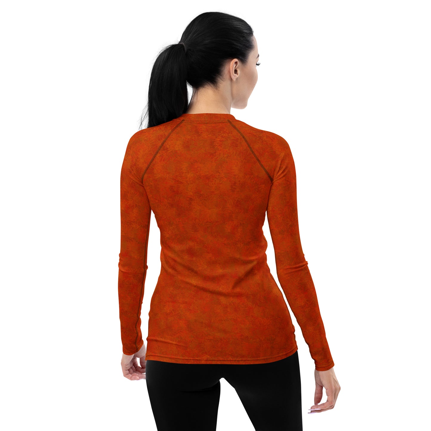 Orange Cat Fur Print Women's Rash Guard