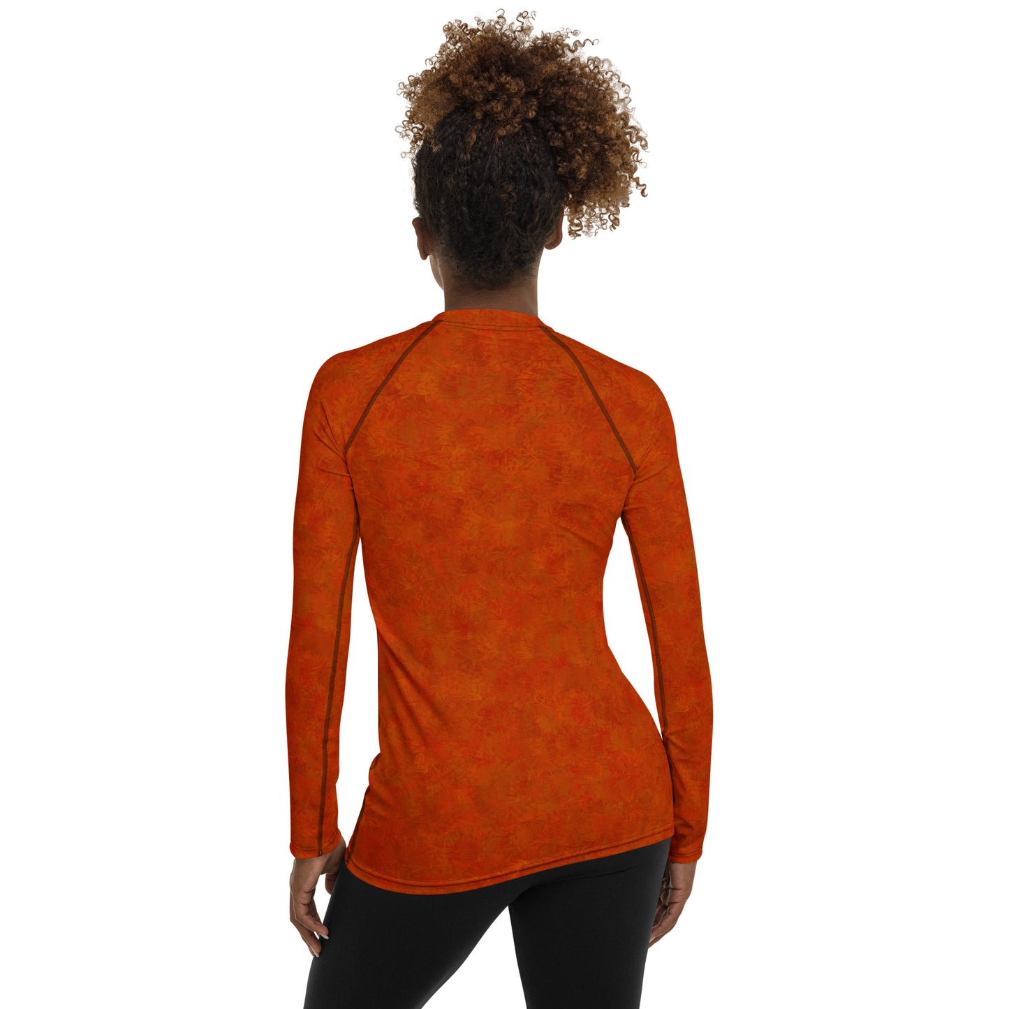 Orange Cat Fur Print Women's Rash Guard