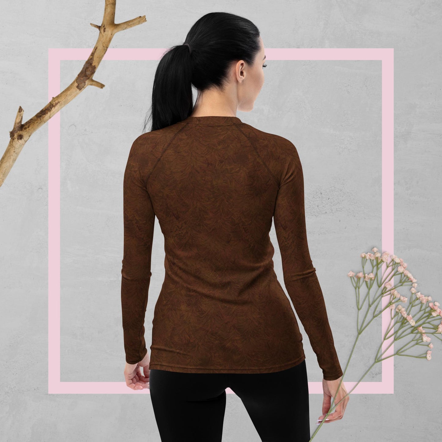 Brown Fur Print Women's Rash Guard