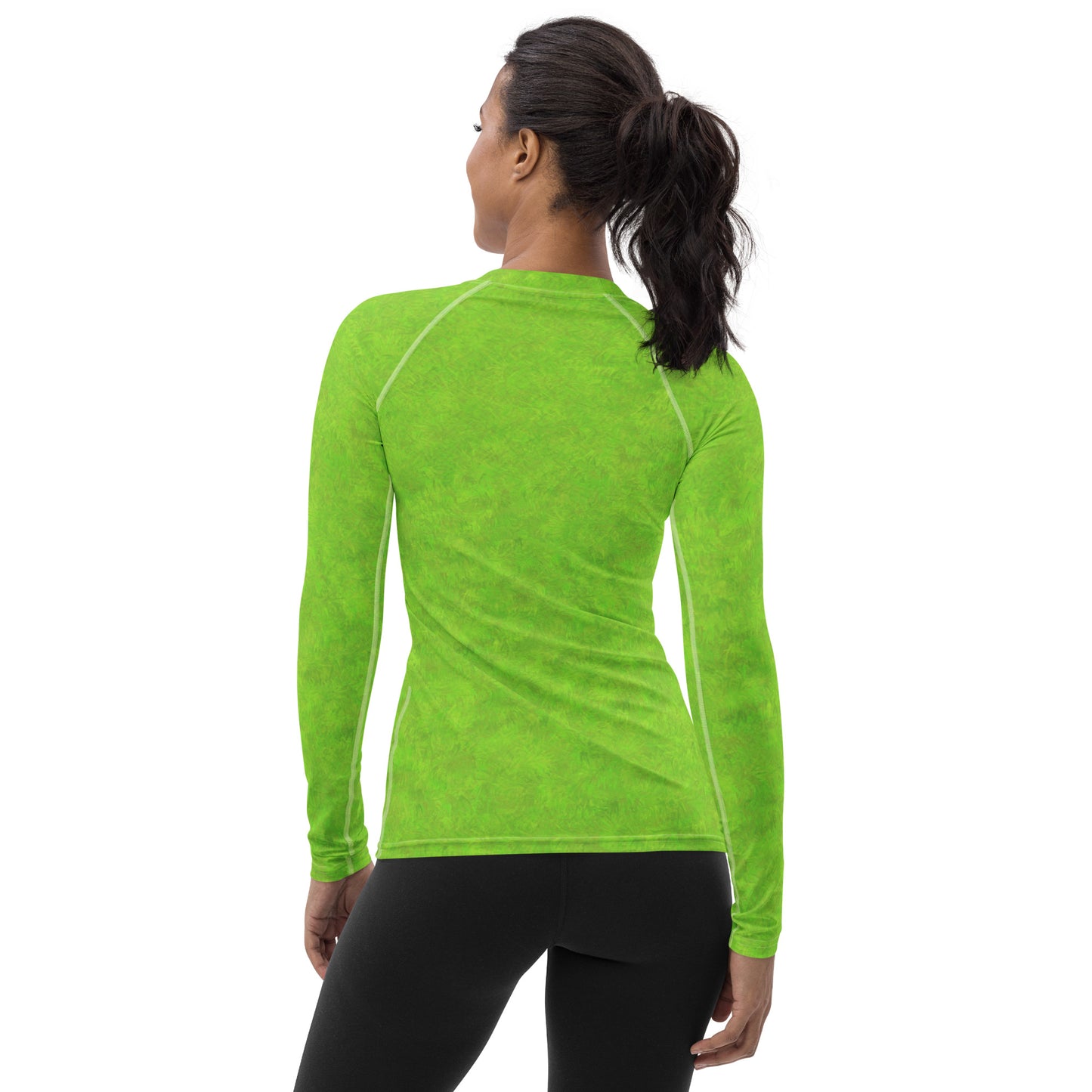 Green Fur Print Women's Rash Guard