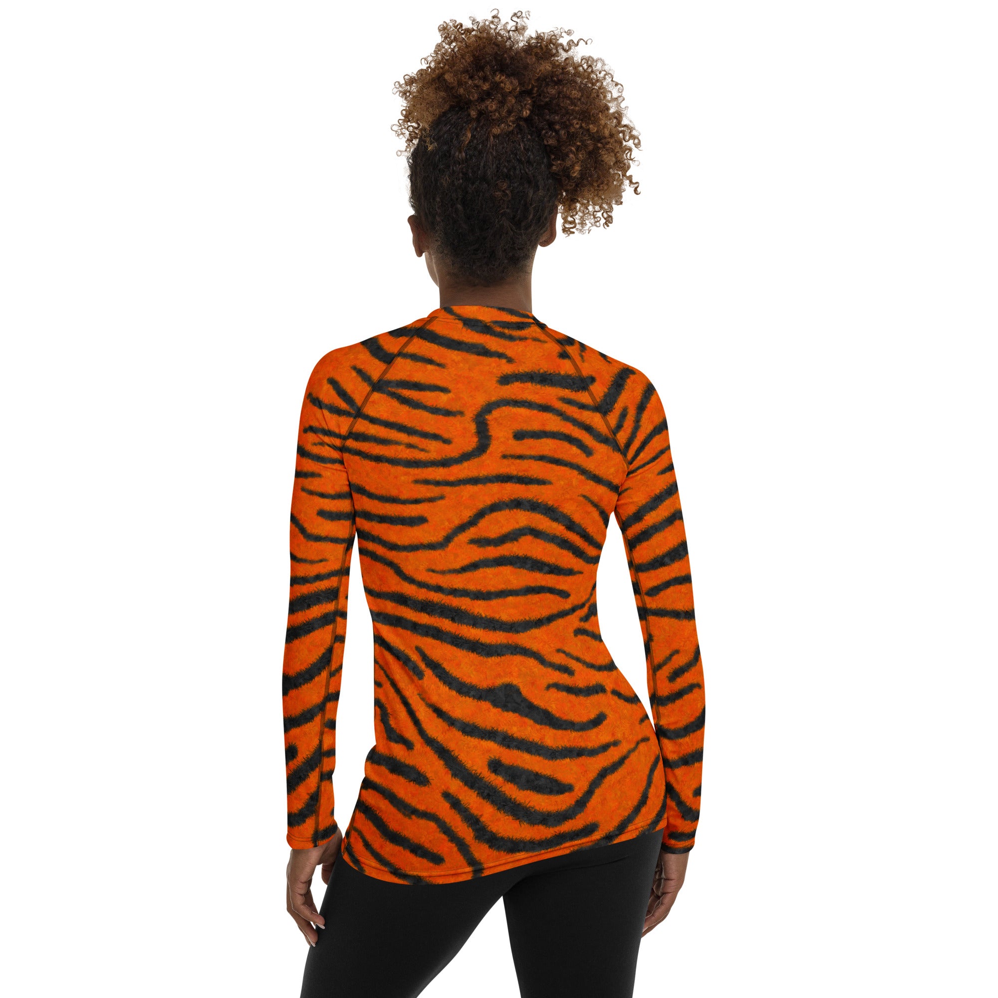Fuzzy Tiger Stripe Print Women's Rash Guard
