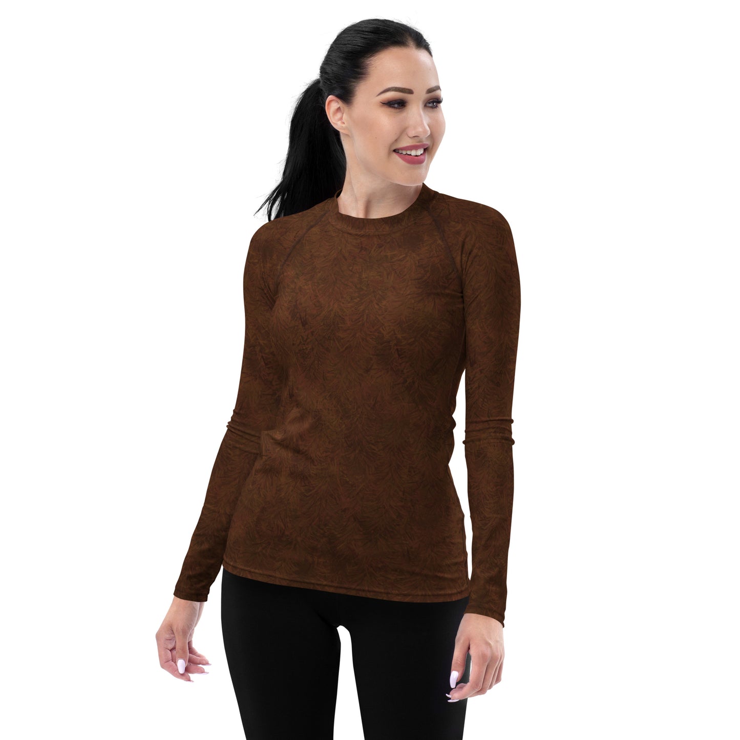 Brown Fur Print Women's Rash Guard