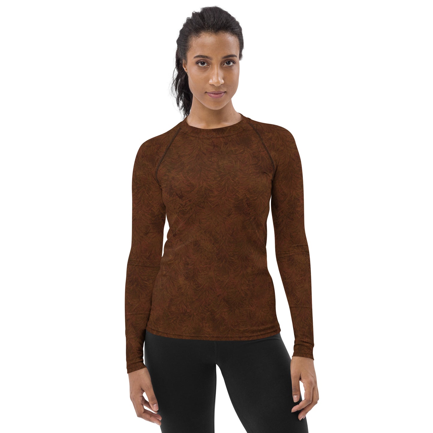 Brown Fur Print Women's Rash Guard