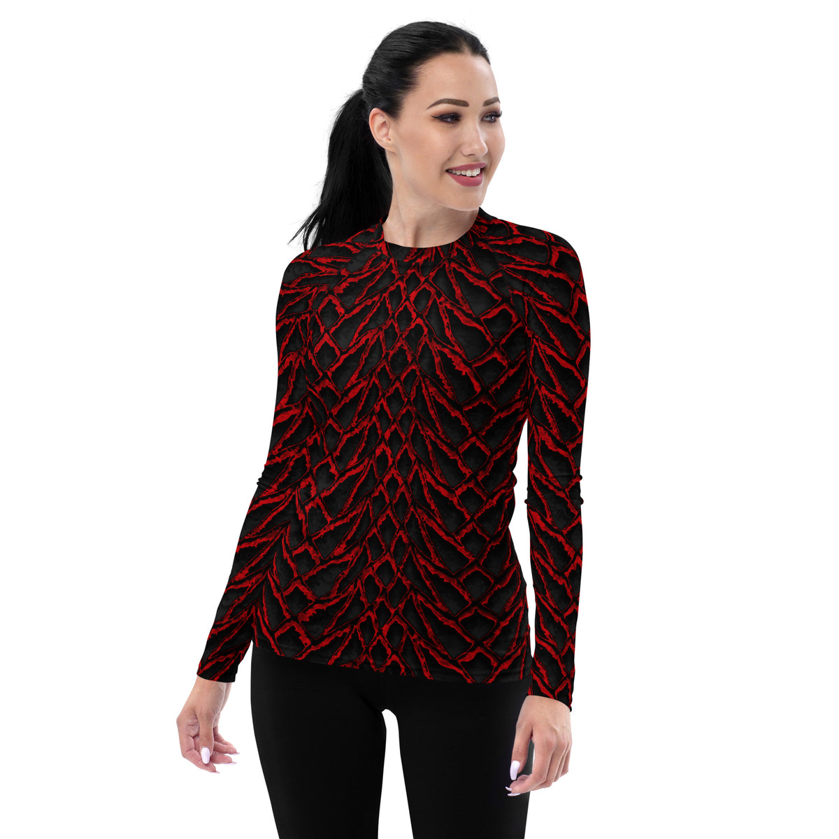 Crimson Dragon Scale Women's Rash Guard