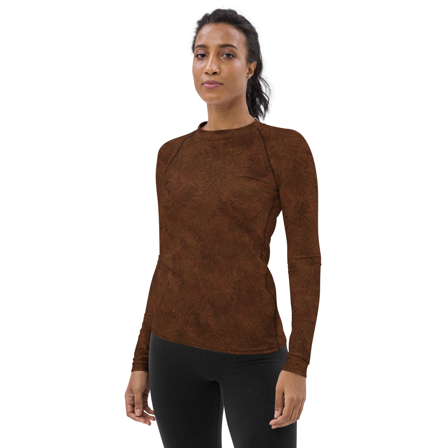 Brown Fur Print Women's Rash Guard