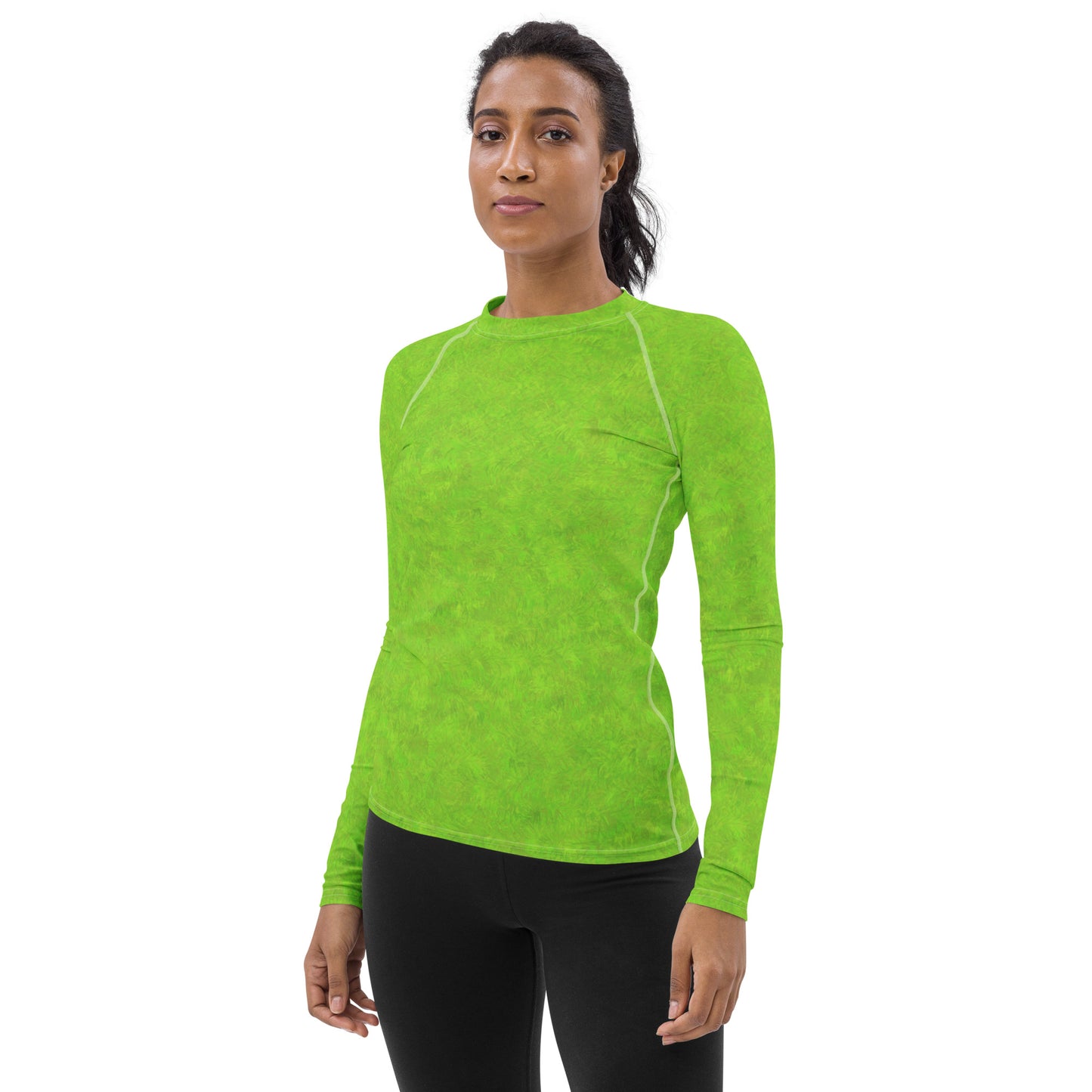 Green Fur Print Women's Rash Guard