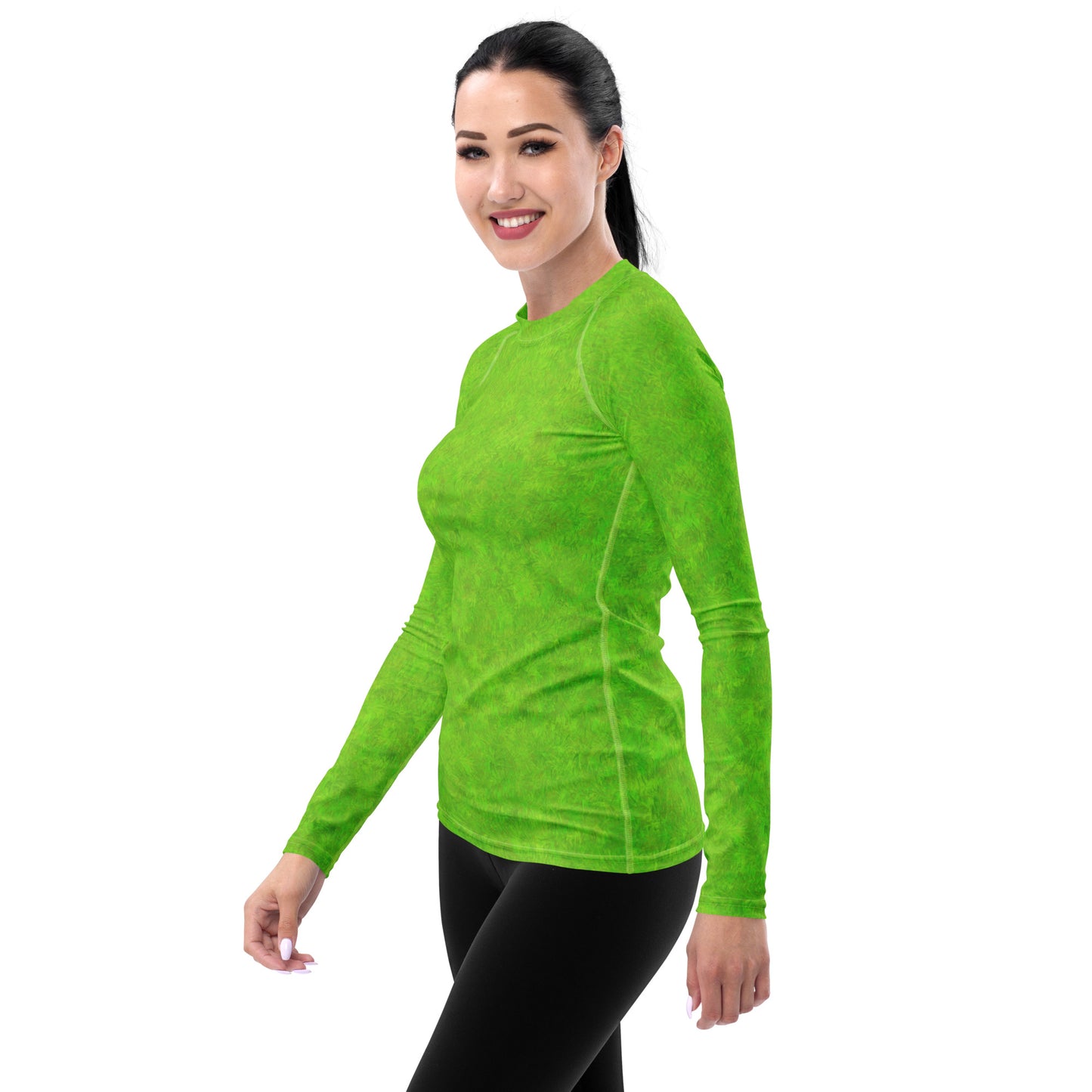 Green Fur Print Women's Rash Guard