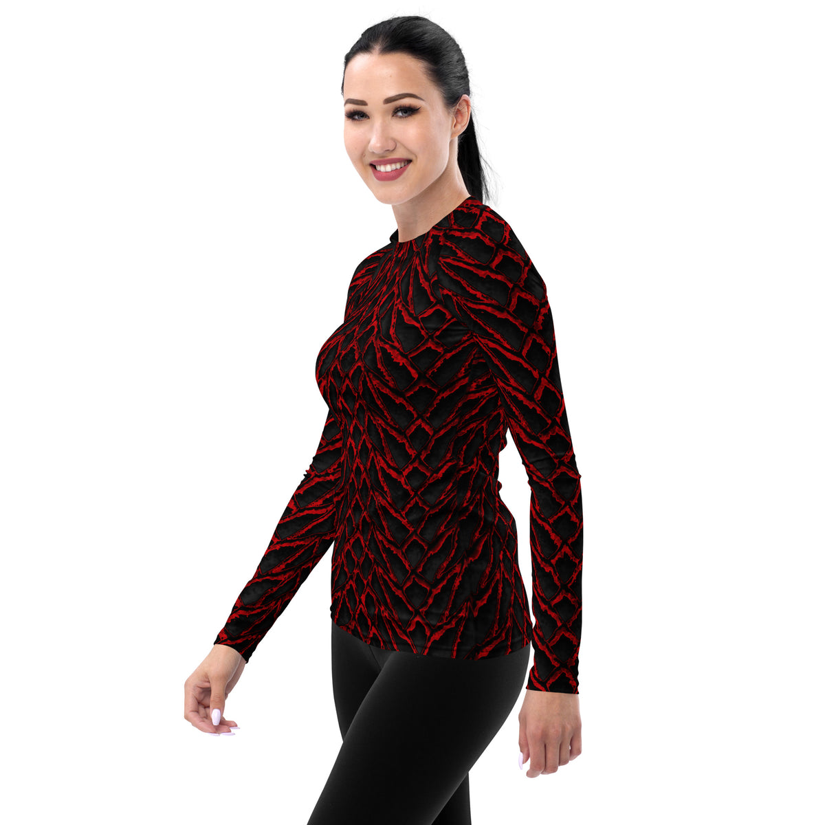 Crimson Dragon Scale Women's Rash Guard