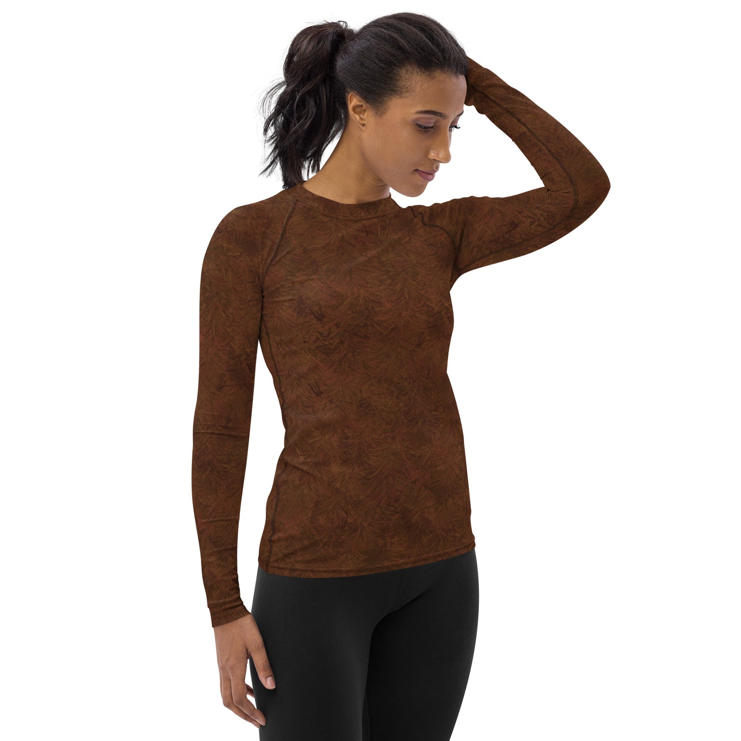 Brown Fur Print Women's Rash Guard