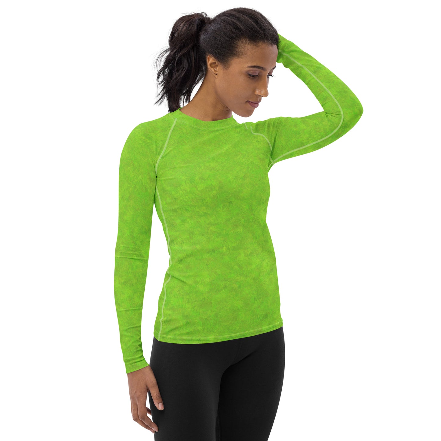 Green Fur Print Women's Rash Guard