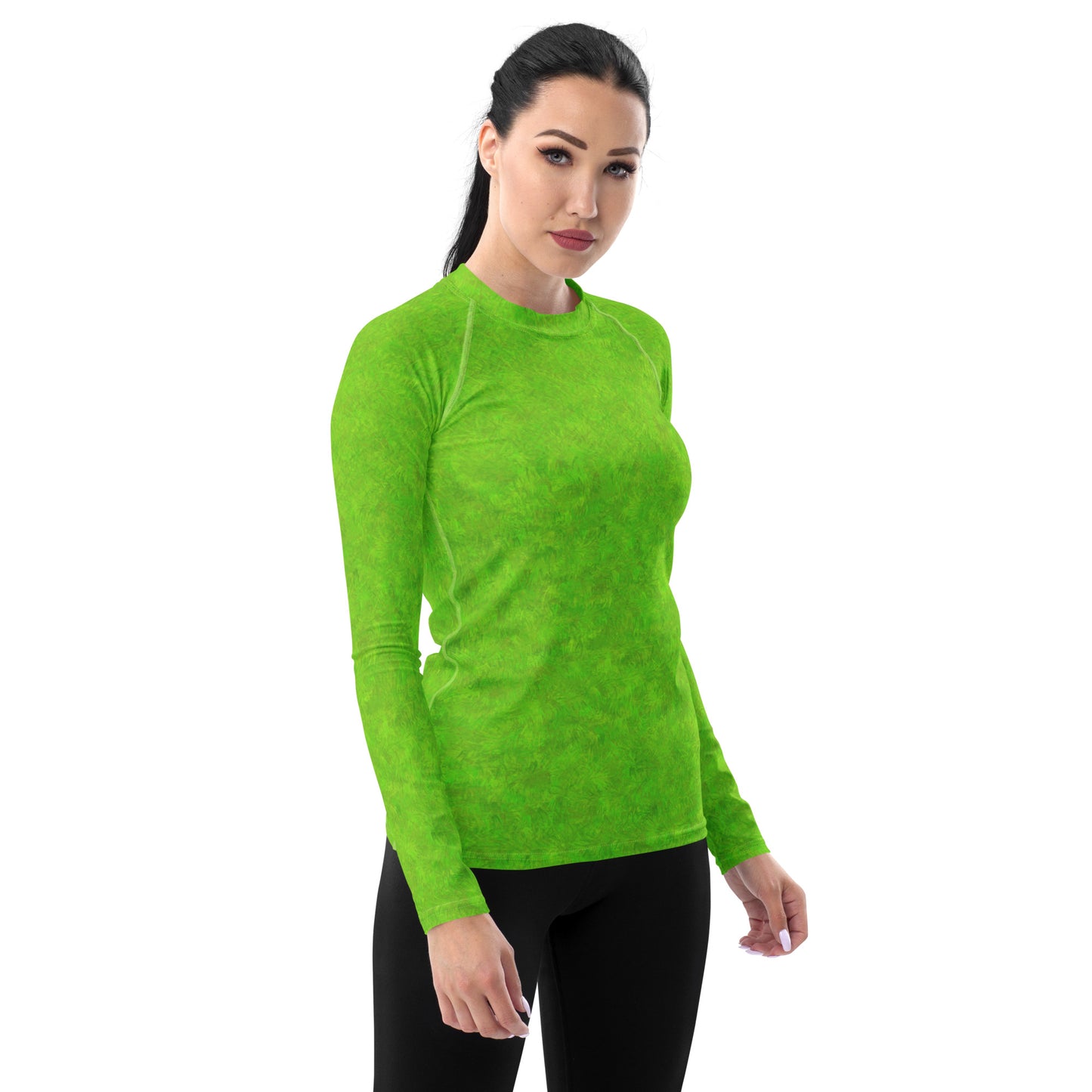 Green Fur Print Women's Rash Guard