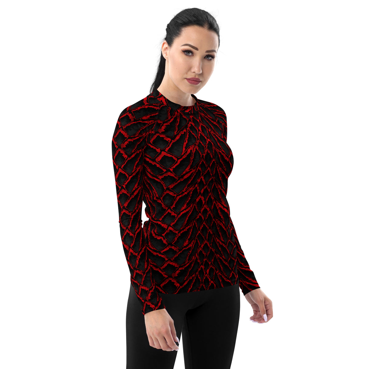Crimson Dragon Scale Women's Rash Guard
