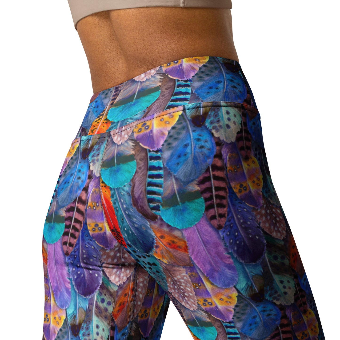 Colorful Feathers Print Yoga Leggings