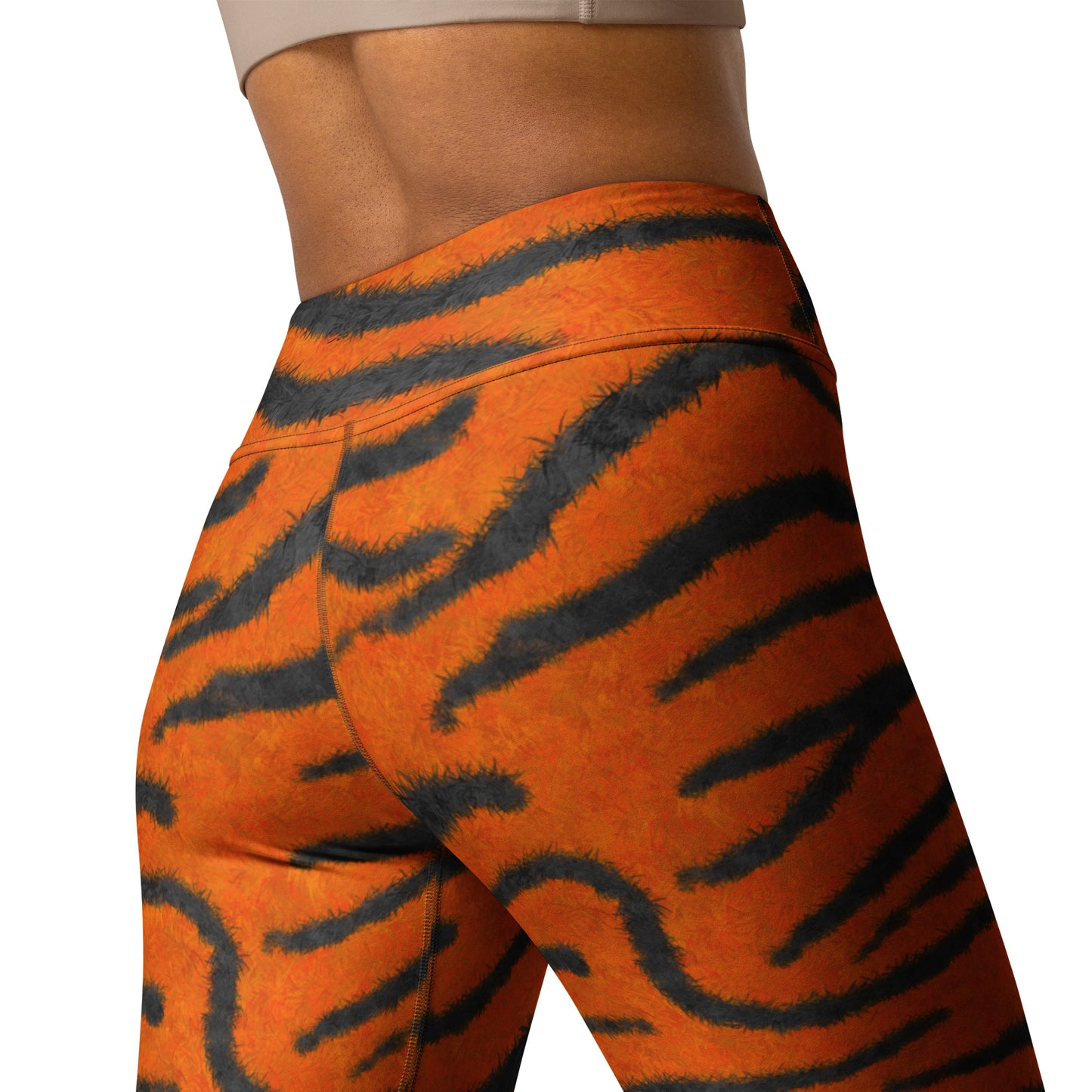 Fuzzy Tiger Stripe Print Yoga Leggings