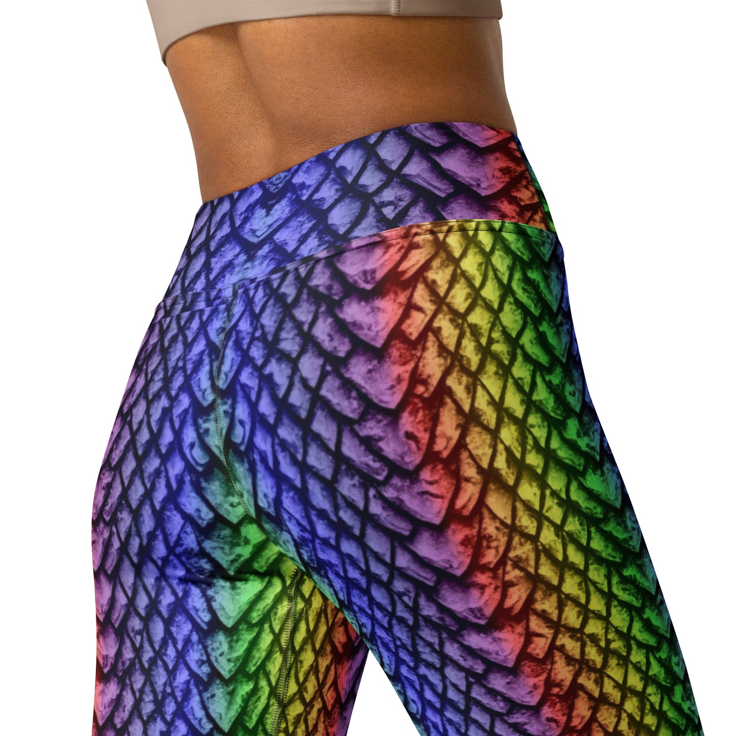 Rainbow Dragon Scale Yoga Leggings