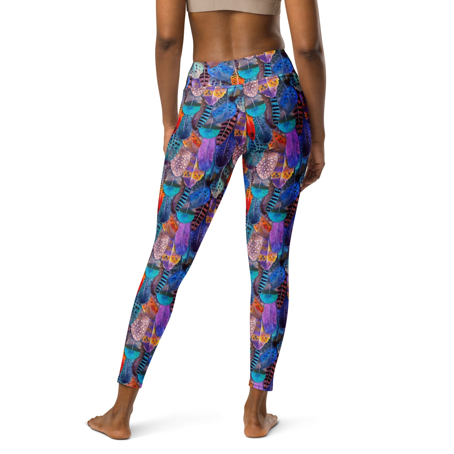 Colorful Feathers Print Yoga Leggings