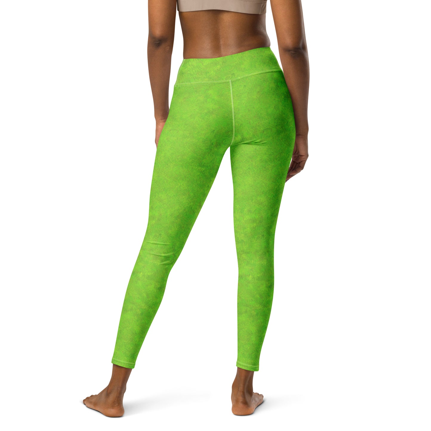 Green Fur Print Yoga Leggings