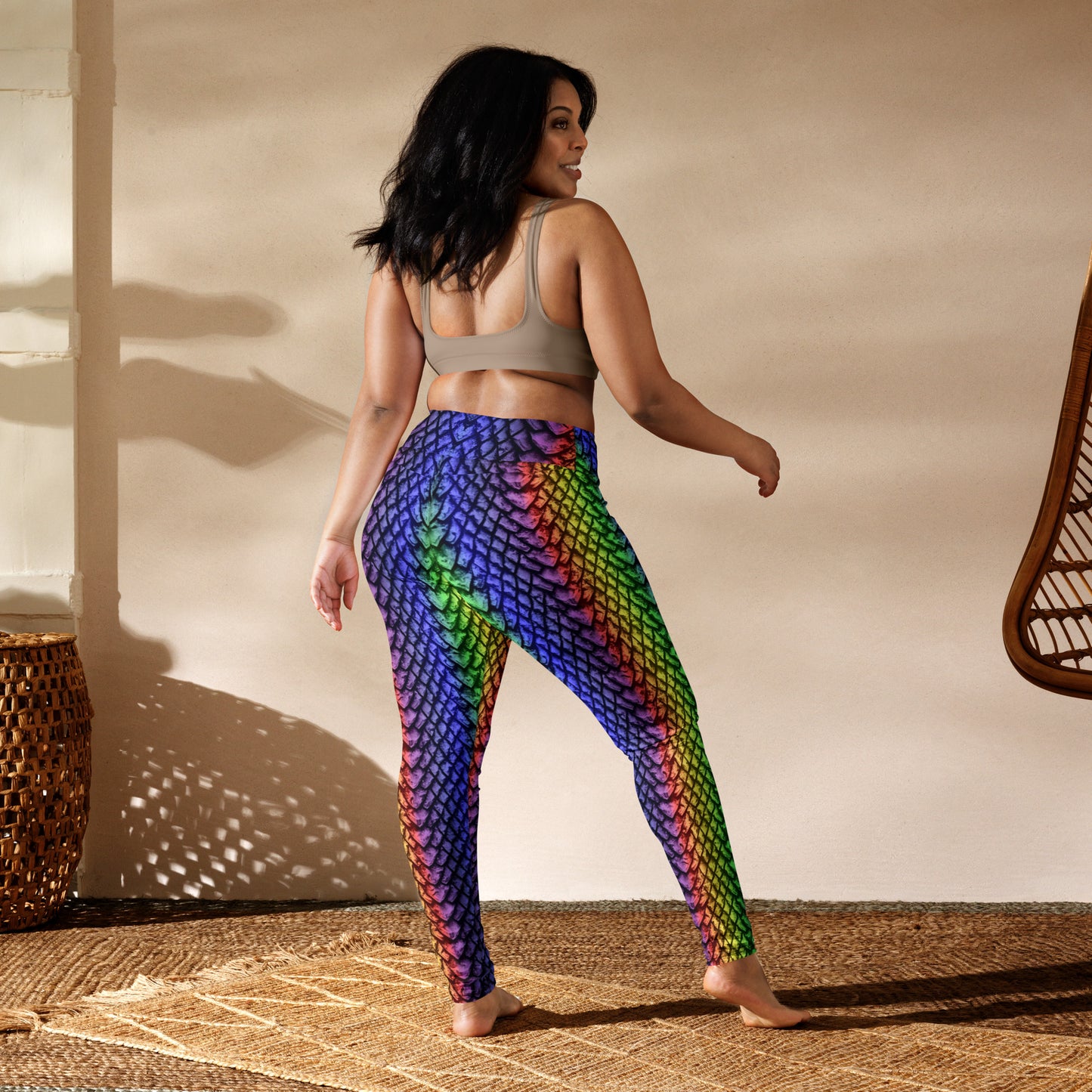 Rainbow Dragon Scale Yoga Leggings