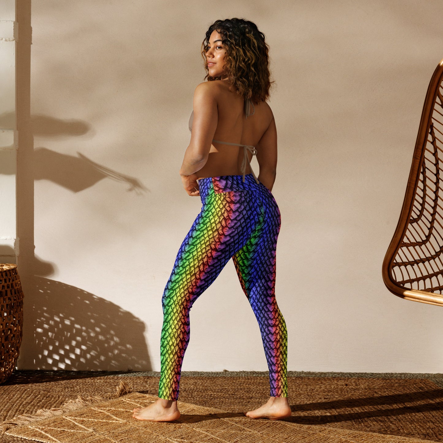 Rainbow Dragon Scale Yoga Leggings