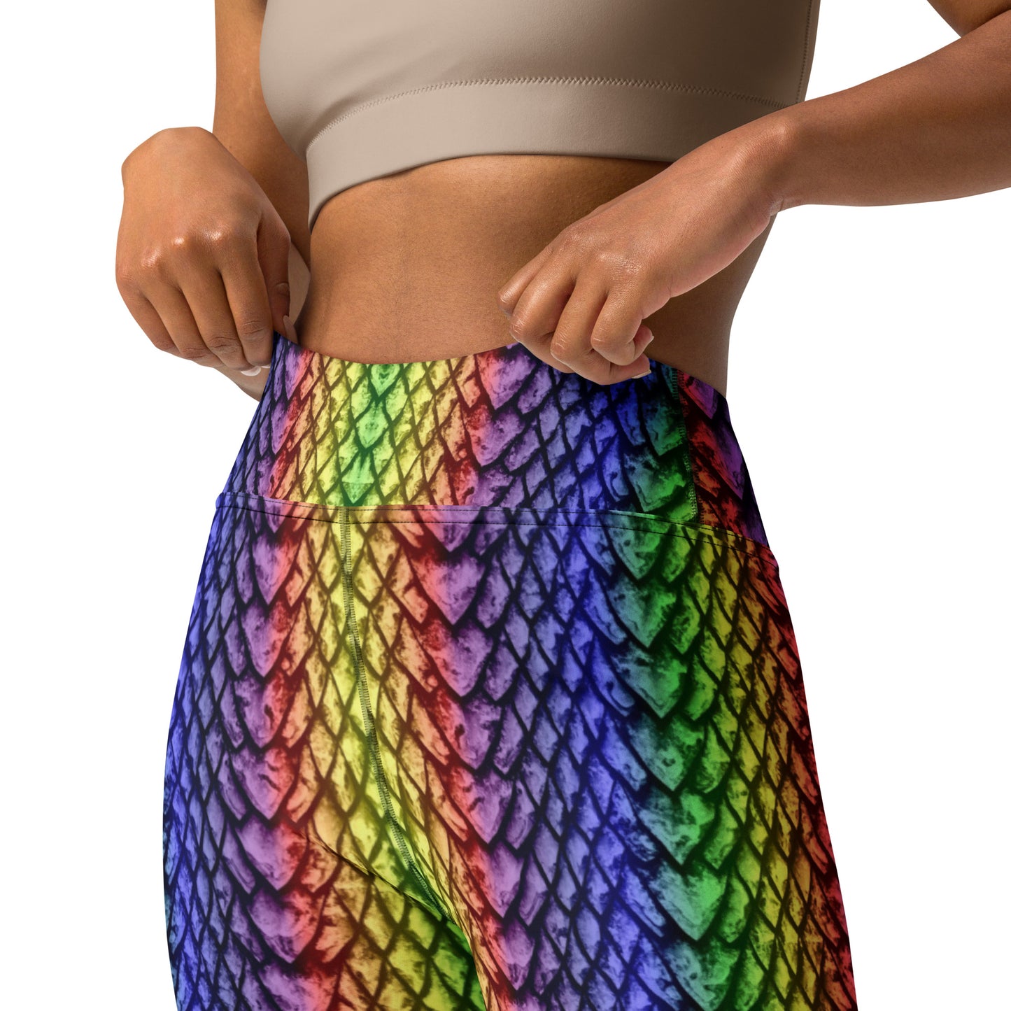 Rainbow Dragon Scale Yoga Leggings