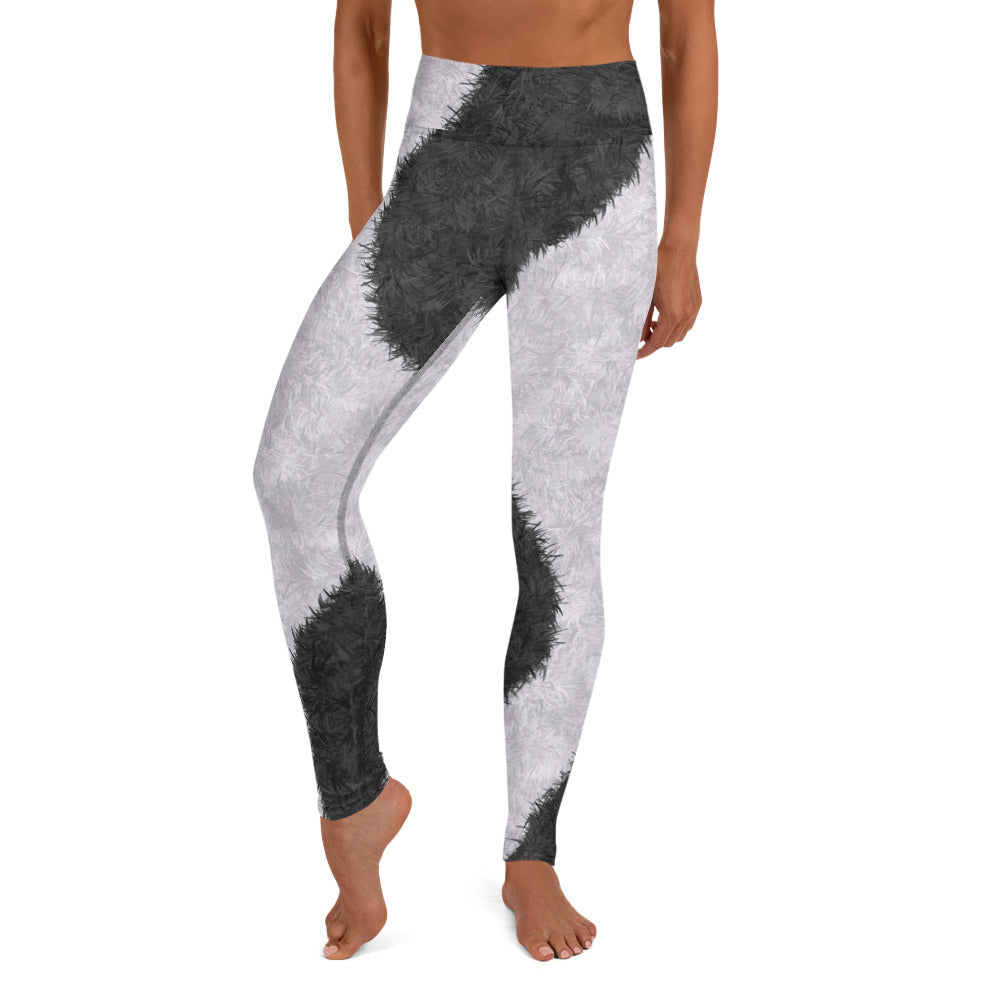 Black and White Fur Print Yoga Leggings