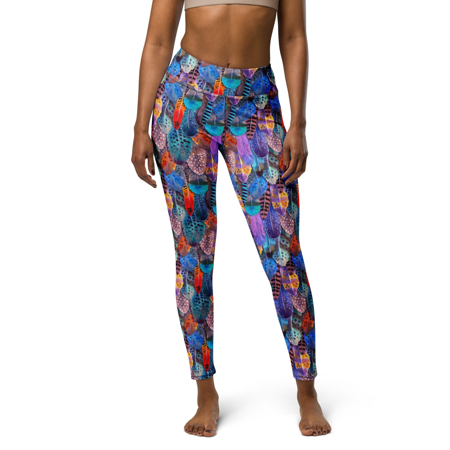 Colorful Feathers Print Yoga Leggings