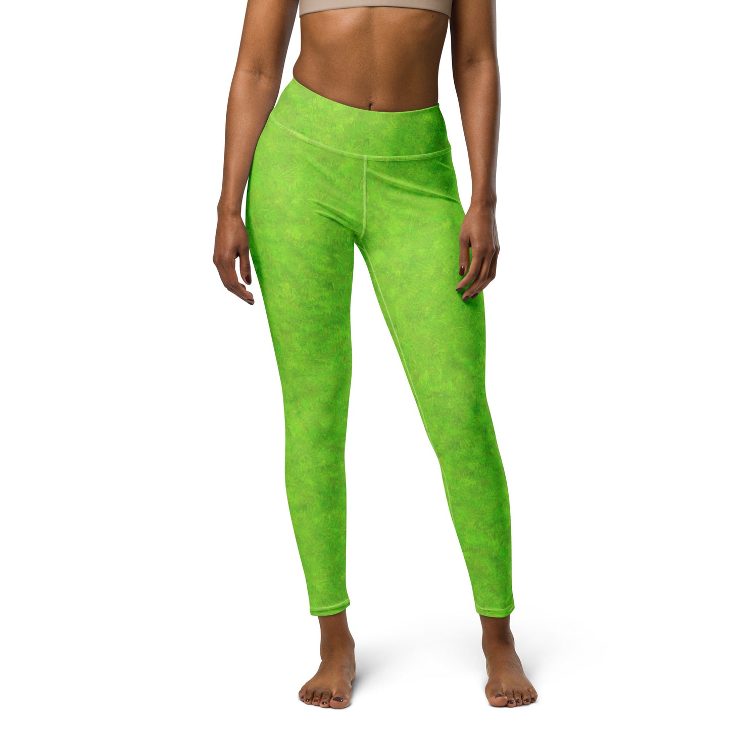 Green Fur Print Yoga Leggings