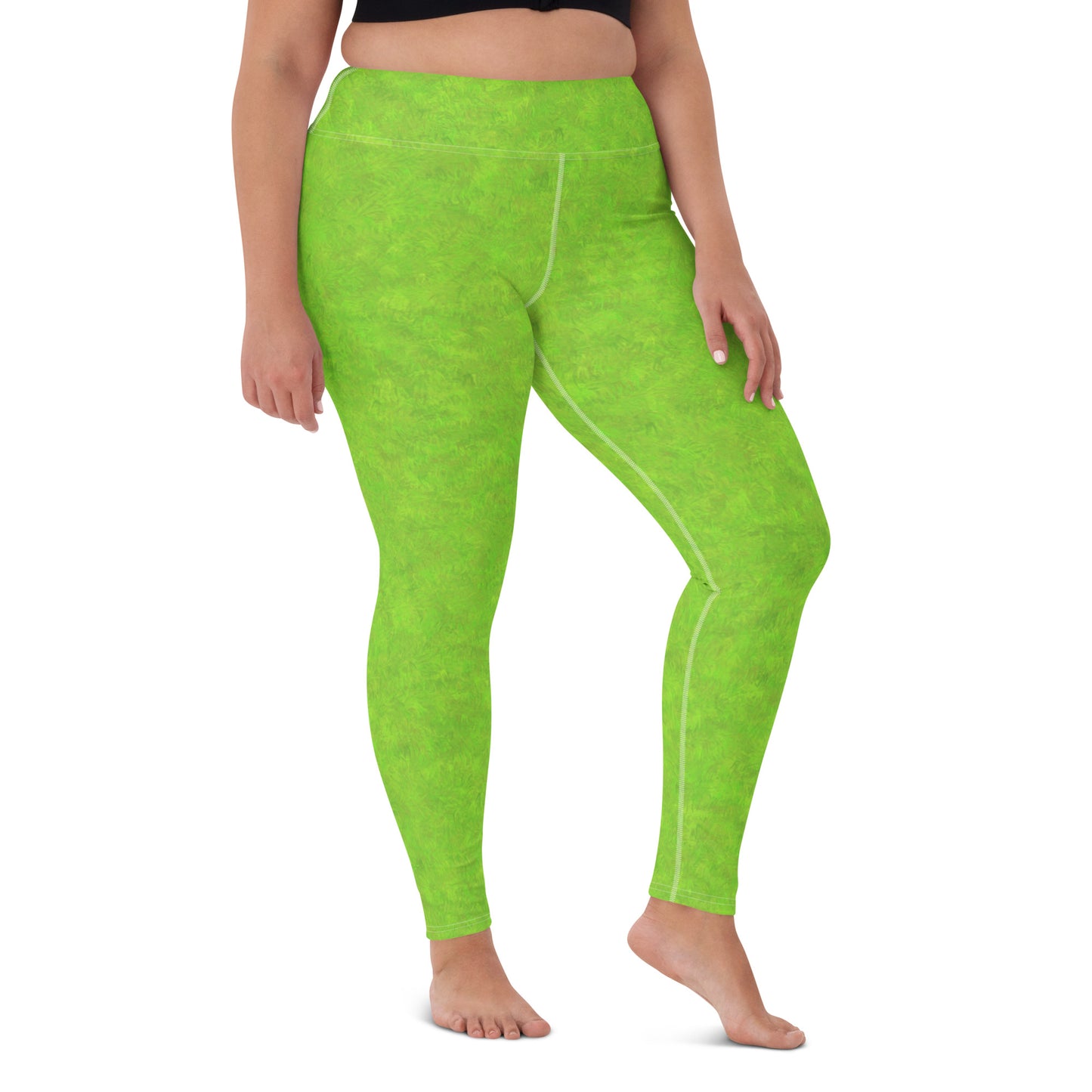 Green Fur Print Yoga Leggings