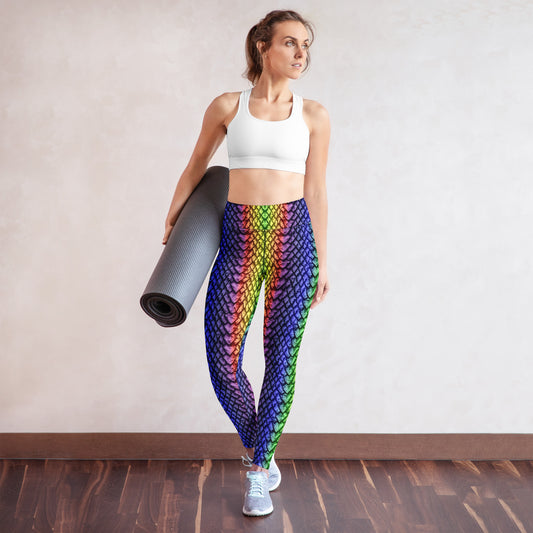 Rainbow Dragon Scale Yoga Leggings