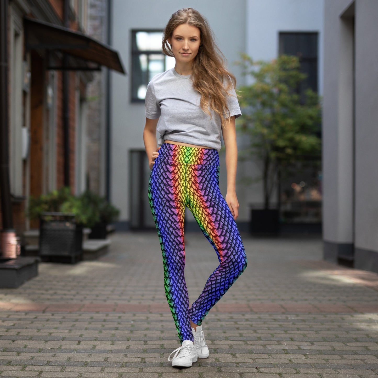 Rainbow Dragon Scale Yoga Leggings