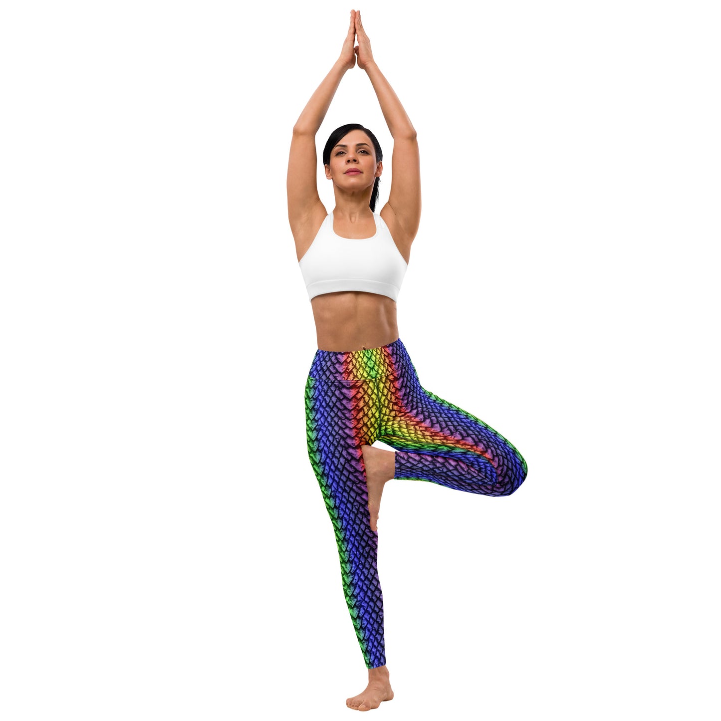 Rainbow Dragon Scale Yoga Leggings