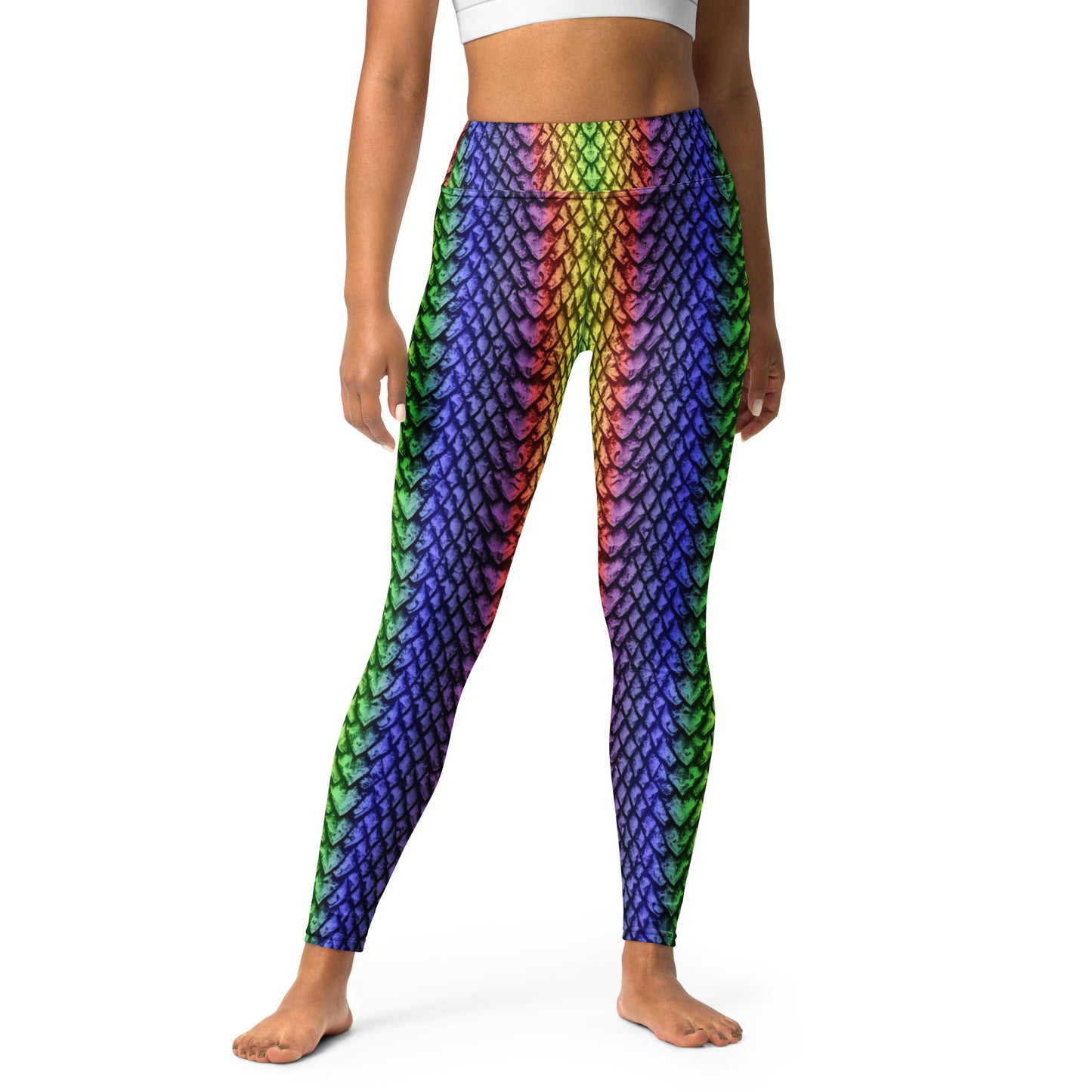 Rainbow Dragon Scale Yoga Leggings