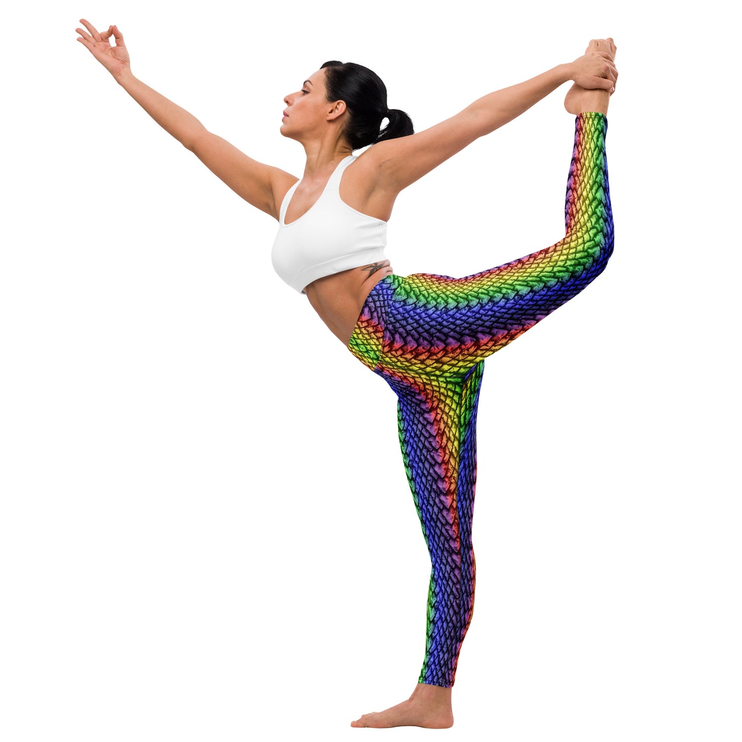 Rainbow Dragon Scale Yoga Leggings