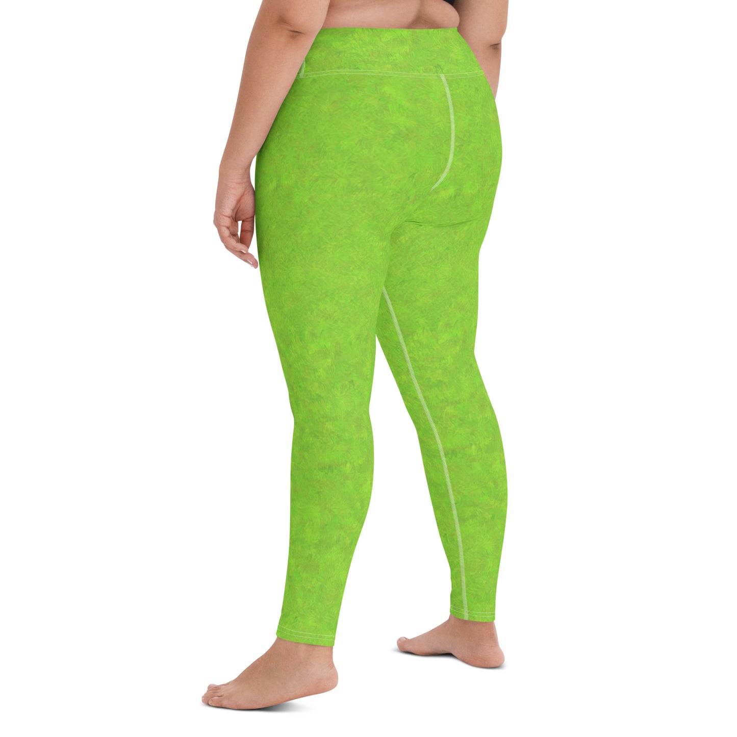 Green Fur Print Yoga Leggings