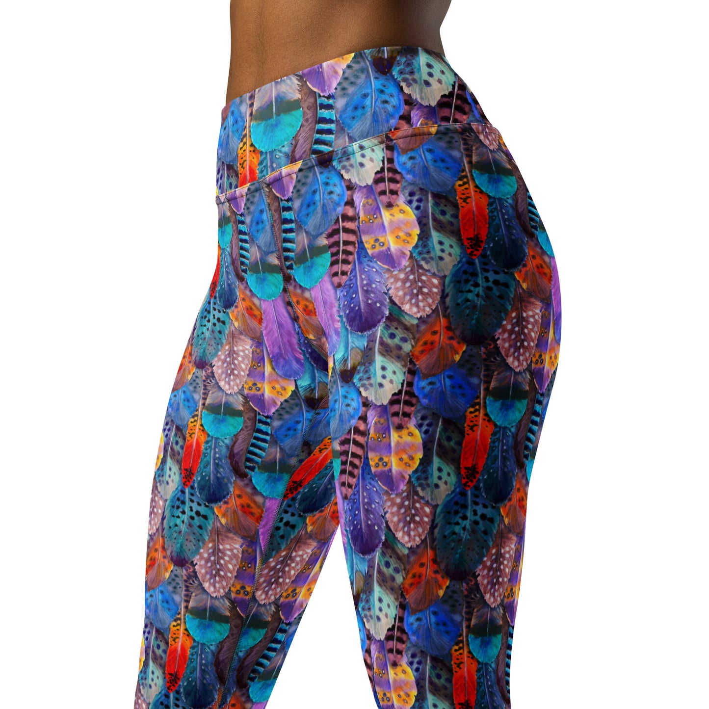 Colorful Feathers Print Yoga Leggings