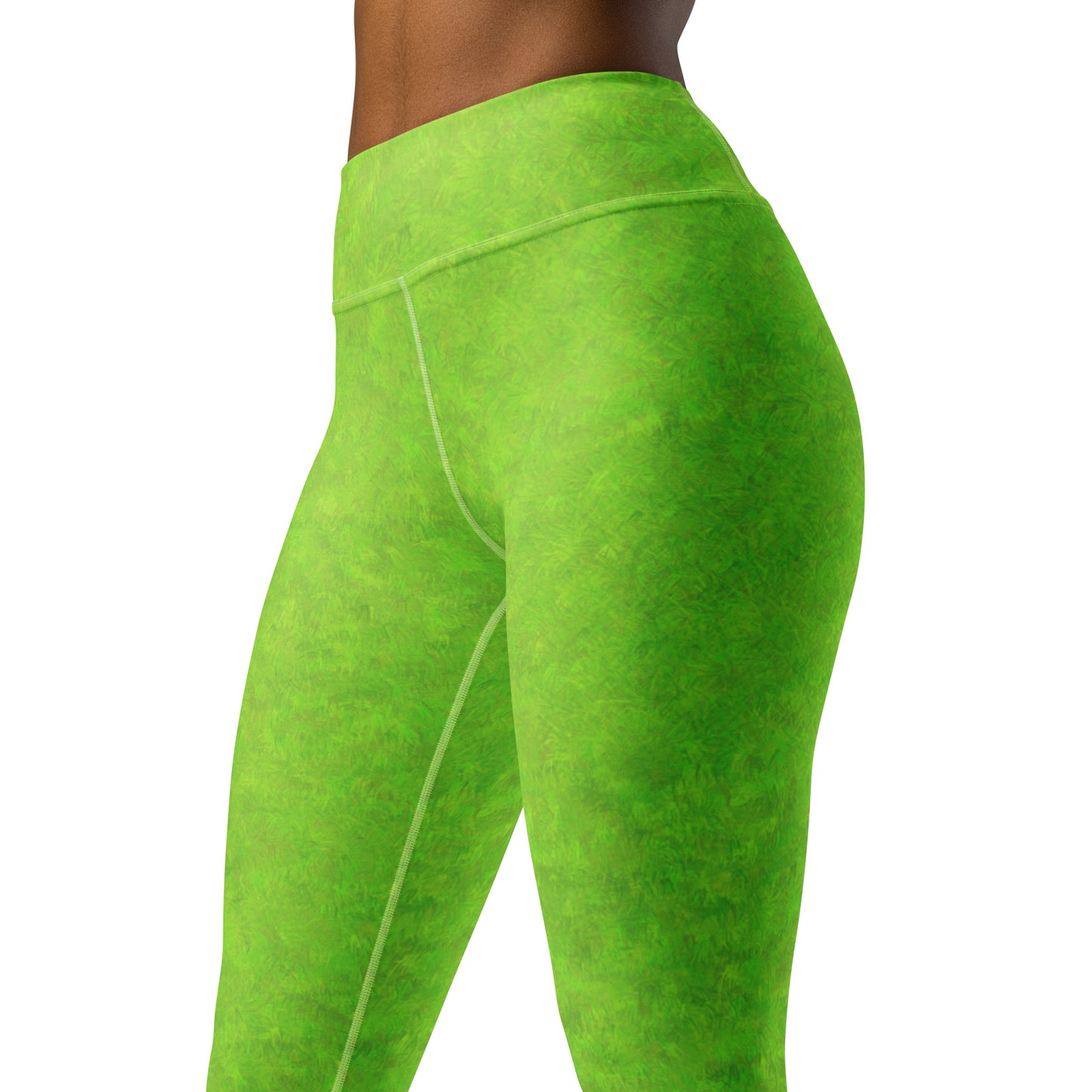 Green Fur Print Yoga Leggings